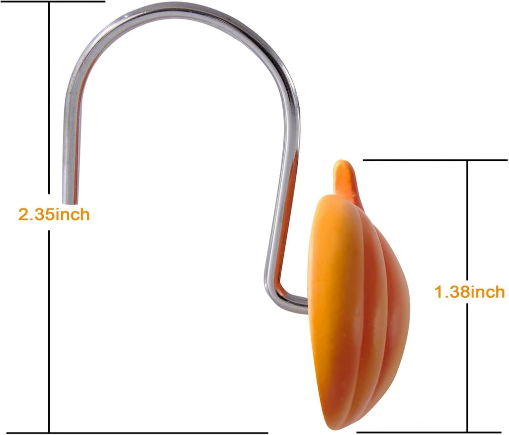 Estmy 12PCS Fall Autumn Shower Curtain Hooks Rings Fall Bathroom Decor Accessories Metal Rustproof Maple Leaf Pumpkins Pinecone Fall Leaves Thanksgiving Decorative Shower Hooks Rings for Curtains