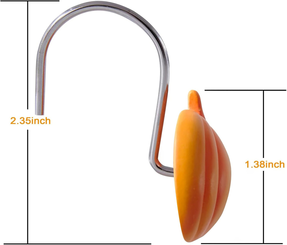 Estmy 12PCS Fall Autumn Shower Curtain Hooks Rings Fall Bathroom Decor Accessories Metal Rustproof Maple Leaf Pumpkins Pinecone Fall Leaves Thanksgiving Decorative Shower Hooks Rings for Curtains