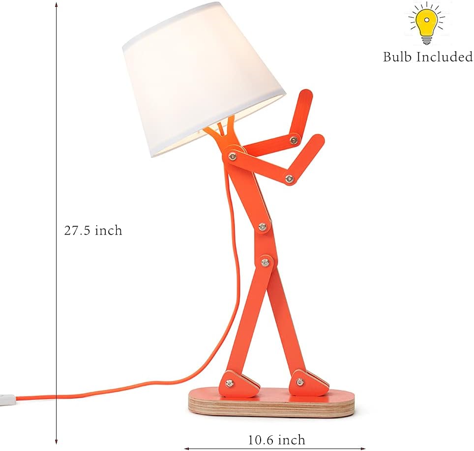 Fun Desk Lamp for Bedroom Kids Room, Oran Orange, Bulb Included