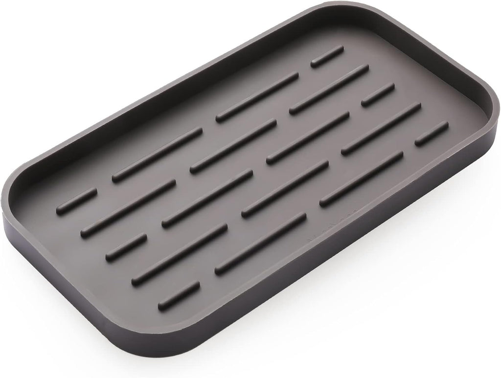 MicoYang Silicone Kitchen Sink Organizer Tray for Multiple Usage,Eco-Friendly Sponges Holder for Kitchen Bathroom Counter or Sink,Dish Soap Dispenser,Scrubber,Bottle,Cup (Coffee, 10"×5.3")