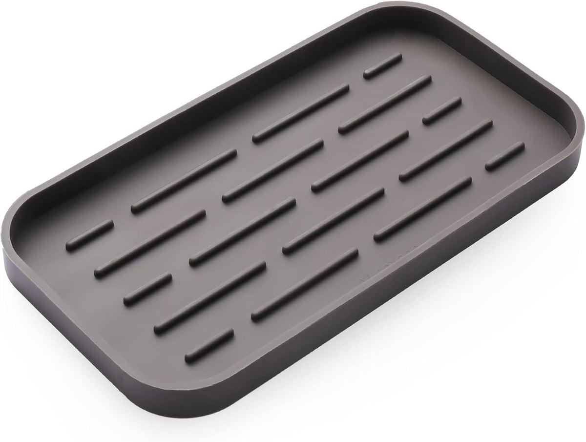 MicoYang Silicone Kitchen Sink Organizer Tray for Multiple Usage,Eco-Friendly Sponges Holder for Kitchen Bathroom Counter or Sink,Dish Soap Dispenser,Scrubber,Bottle,Cup (Coffee, 10"×5.3")
