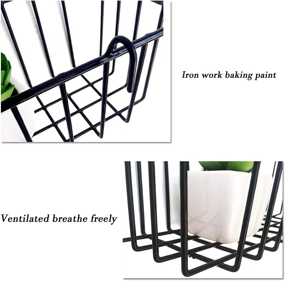 Gddochn 3 Pack Grid Panel Hanging Wire Basket, Storage and Display Basket for Wall, Kitchen, Home Decor Supplies, Potted Plants, Black