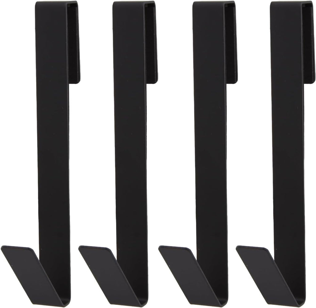 4 Pack 7 Inch Shower Door Hooks for Frameless Glass Doors Up to 11mm (7/16"), Stainless Steel Over Door Towel Hooks, No Drill Shower Hanger for Bathroom Towels & Robes, Matte Black