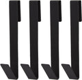 4 Pack 7 Inch Shower Door Hooks for Frameless Glass Doors Up to 11mm (7/16"), Stainless Steel Over Door Towel Hooks, No Drill Shower Hanger for Bathroom Towels & Robes, Matte Black