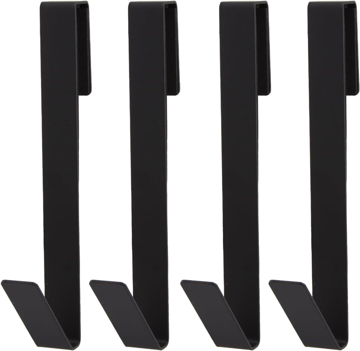 4 Pack 7 Inch Shower Door Hooks for Frameless Glass Doors Up to 11mm (7/16"), Stainless Steel Over Door Towel Hooks, No Drill Shower Hanger for Bathroom Towels & Robes, Matte Black
