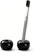 2Pcs Ceramic Toothbrush Holders for Bathrooms Countertop Toothbrush Holder Single Mini Toothbrush Holder Pen Holder Razor Holder Bathroom Tooth Brush Holder Toothbrush Stand (Black)