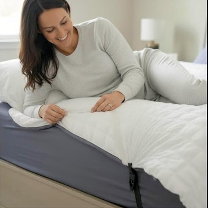 Bedding Straps (Fits Full, Queen, King Beds 1-Pack) Adjustable Sheet and Blanket Holder Clips, Mattress Grippers - Never Wake Up Cold - Blanket Hog & Active Sleepers (Black)
