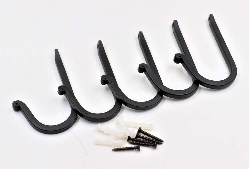 THDC Single Prong Wrought Iron Hooks, Vintage Hand Forged Iron Curved Metal Fasteners – Decorative Colonial Wall Décor, Heavy Duty Wall Hooks, Hangers for Keys, Coats, Robe, Bags, Home, Kitchen (5)