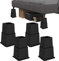 Bed Risers 8 inch Heavy Duty-Set of 4 Adjustable Furniture Risers, Elevation Heights of 3, 5 & 8 Inches, Supports Up to 1,300 lbs for Under-Bed Storage, College Dorms, Table and Couch(Black)