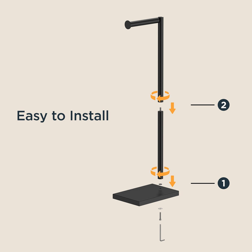 FORIOUS Toilet Paper Holder Stand with Weighted Base, Matte Black