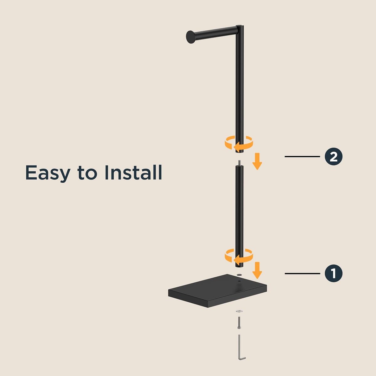 FORIOUS Toilet Paper Holder Stand with Weighted Base, Matte Black