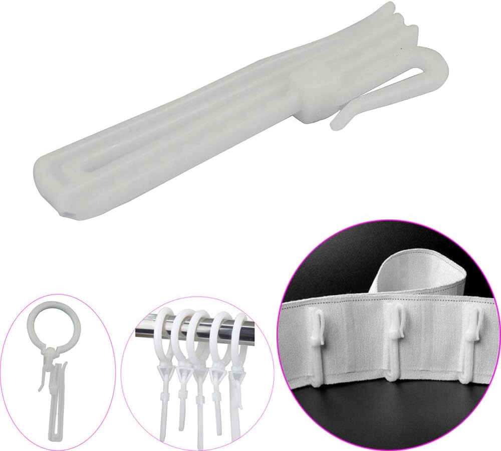 Adjustable Pinch Pleat Curtain Clip Hooks, 30 Pack Drapes Hooks