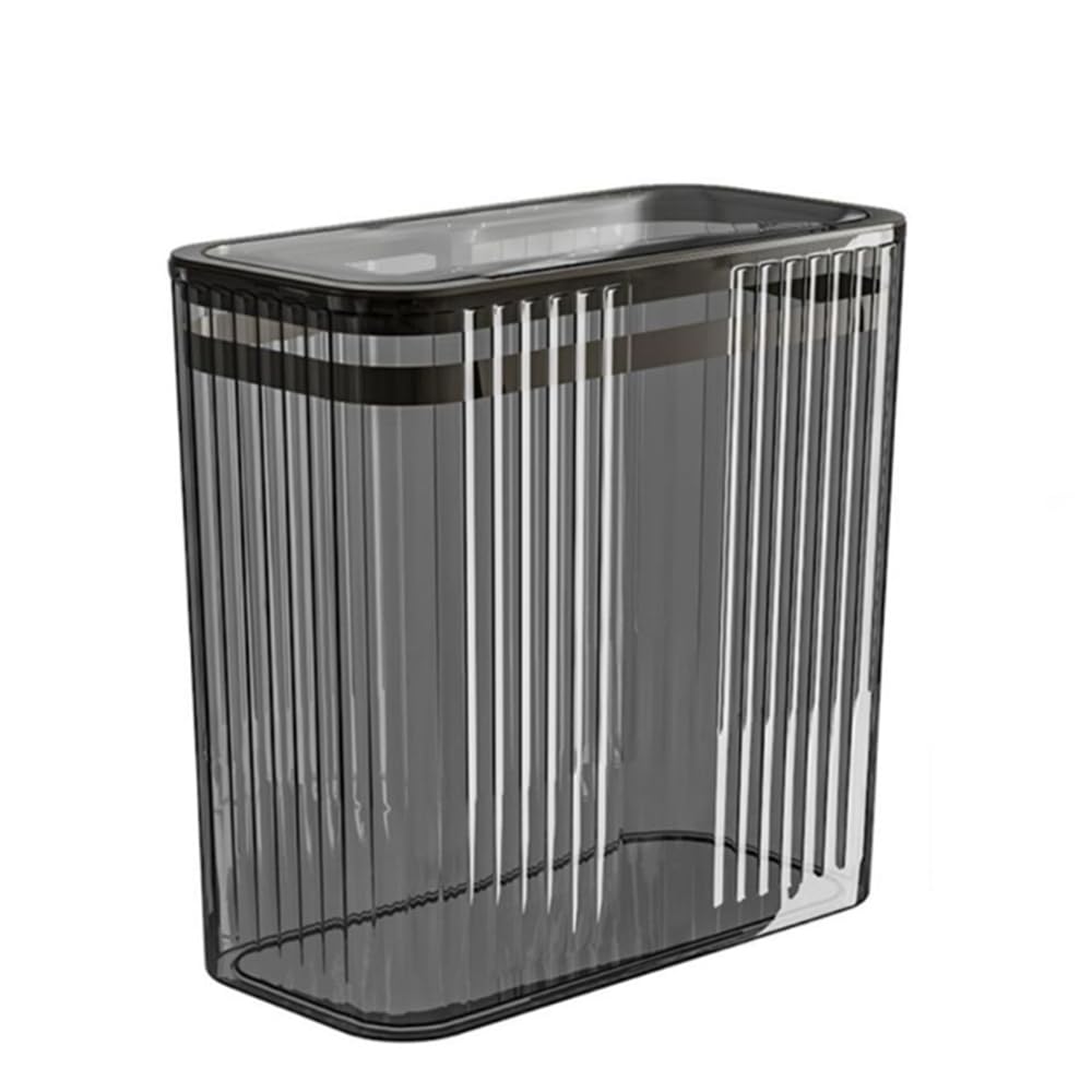 Transparent Trash Can, Bathroom Trash Cans with Lids, 3.5 Gallon Garbage Can for Bedroom, Office, Plastic Slim Waste Basket with Press Top Lid, 15L Clear Trash Bin for Home, Kitchen (Gray)