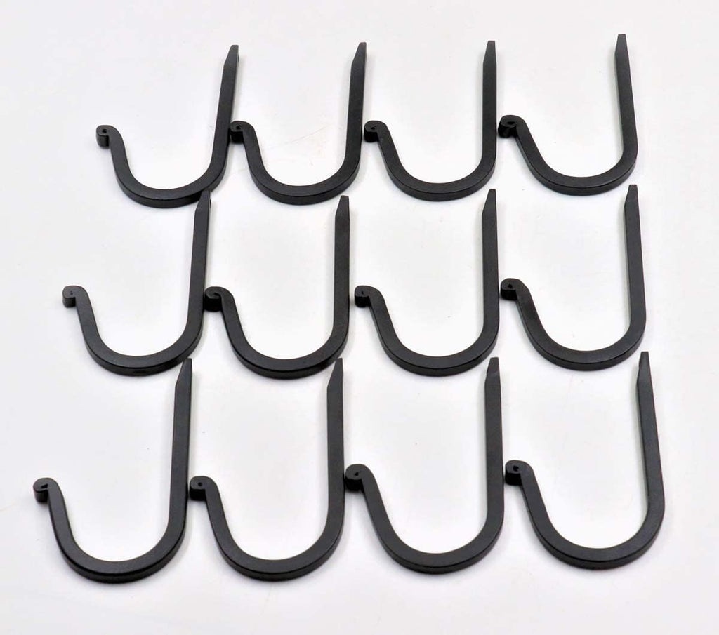 THDC Single Prong Wrought Iron Hooks, Vintage Hand Forged Iron Curved Metal Fasteners – Decorative Colonial Wall Décor, Heavy Duty Wall Hooks, Hangers for Keys, Coats, Robe, Bags, Home, Kitchen (12)
