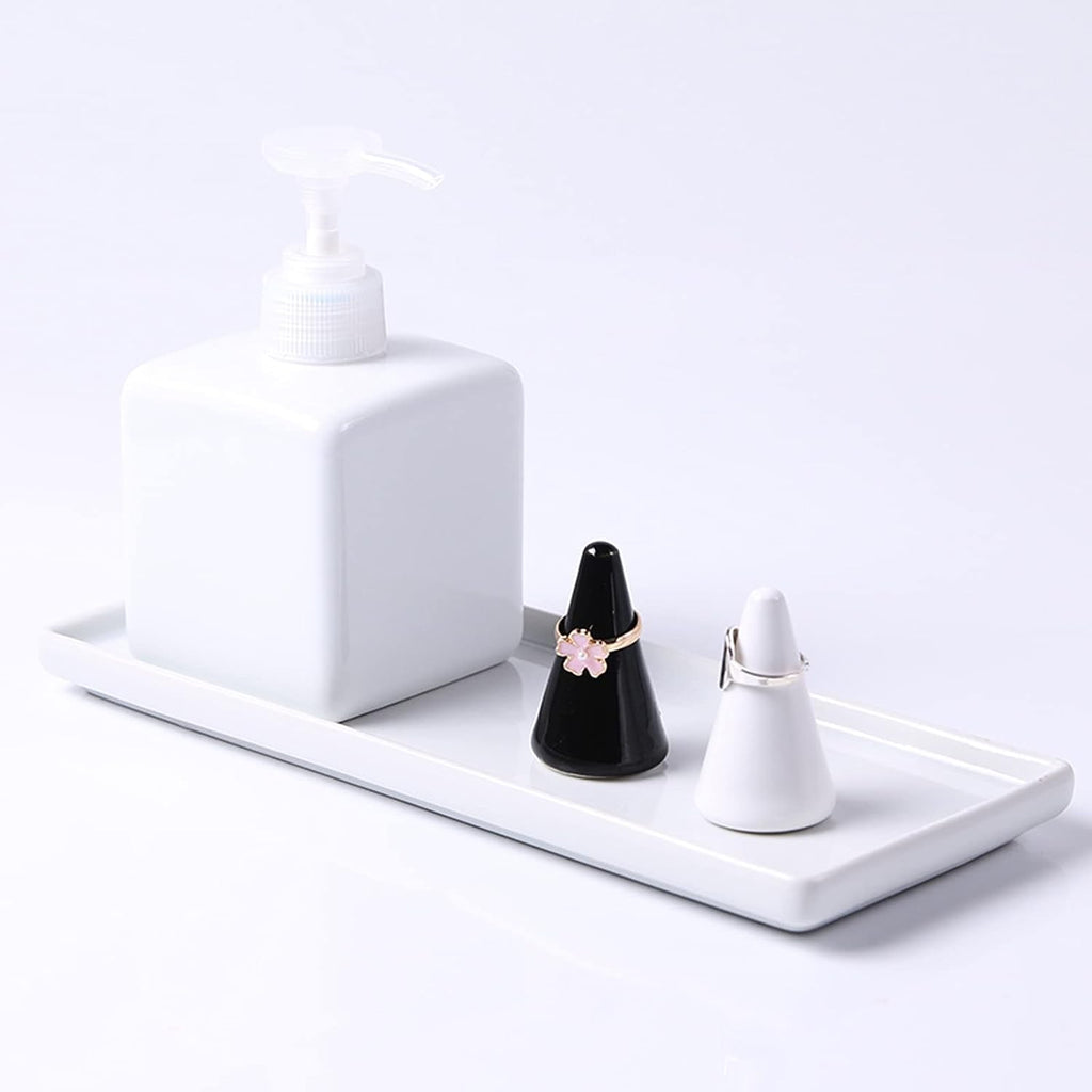 Ceramic Toothbrush Holder for Bathroom Toothbrush Tray for Vanity Countertop Storage Organizer for Holding Toothpaste Dental Floss Picks Makeup Brushes Trays for Household Purposes(Large