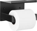Auxmir Toilet Paper Holder with Shelf, Self Adhesive or Screw Mount, Black