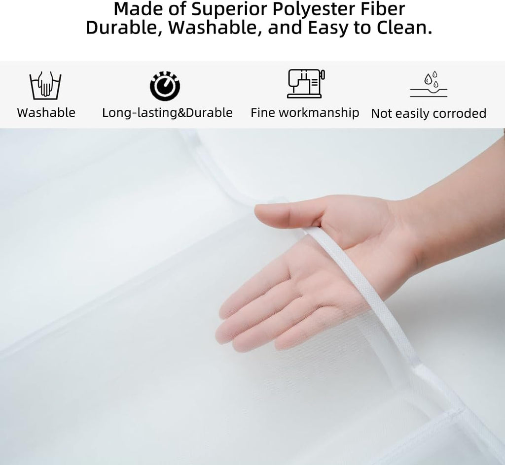 Hanging Purse Organizer for Closet Handbags Storage 2 Pack 8 Pockets and 6 Pockets Purse Organizer with Metal Hooks - White Nylon