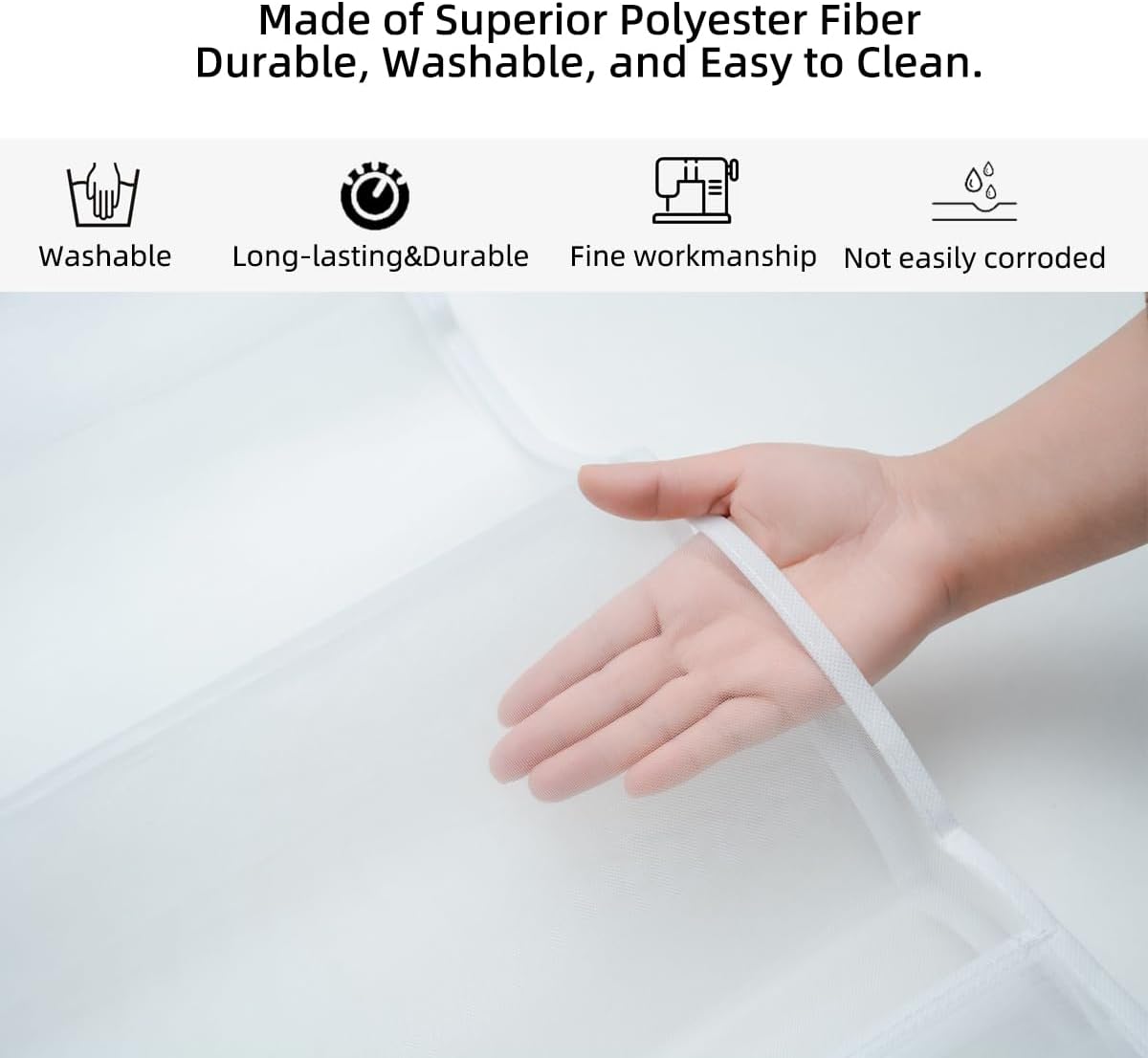 Hanging Purse Organizer for Closet Handbags Storage 2 Pack 8 Pockets and 6 Pockets Purse Organizer with Metal Hooks - White Nylon