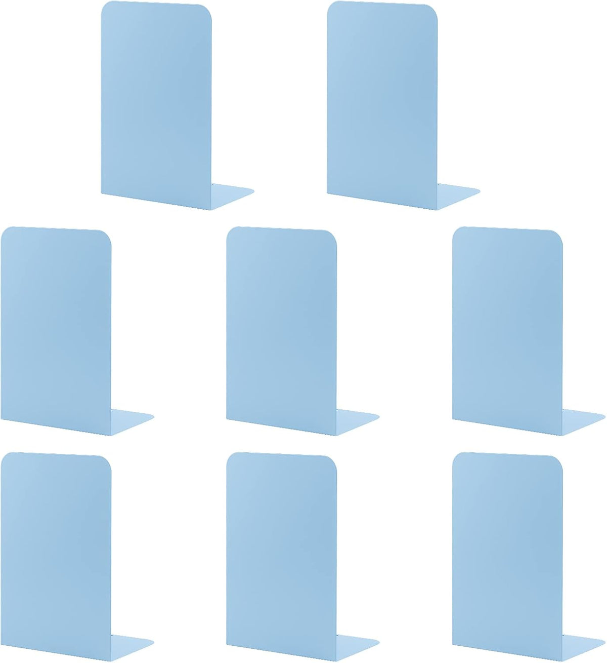 MSDADA Bookends, Book Ends for Book Shelves, Book Ends for Heavy Books,Metal Bookend Supports, Modern Minimalist Style Bookend, Light Blue(4Pairs)