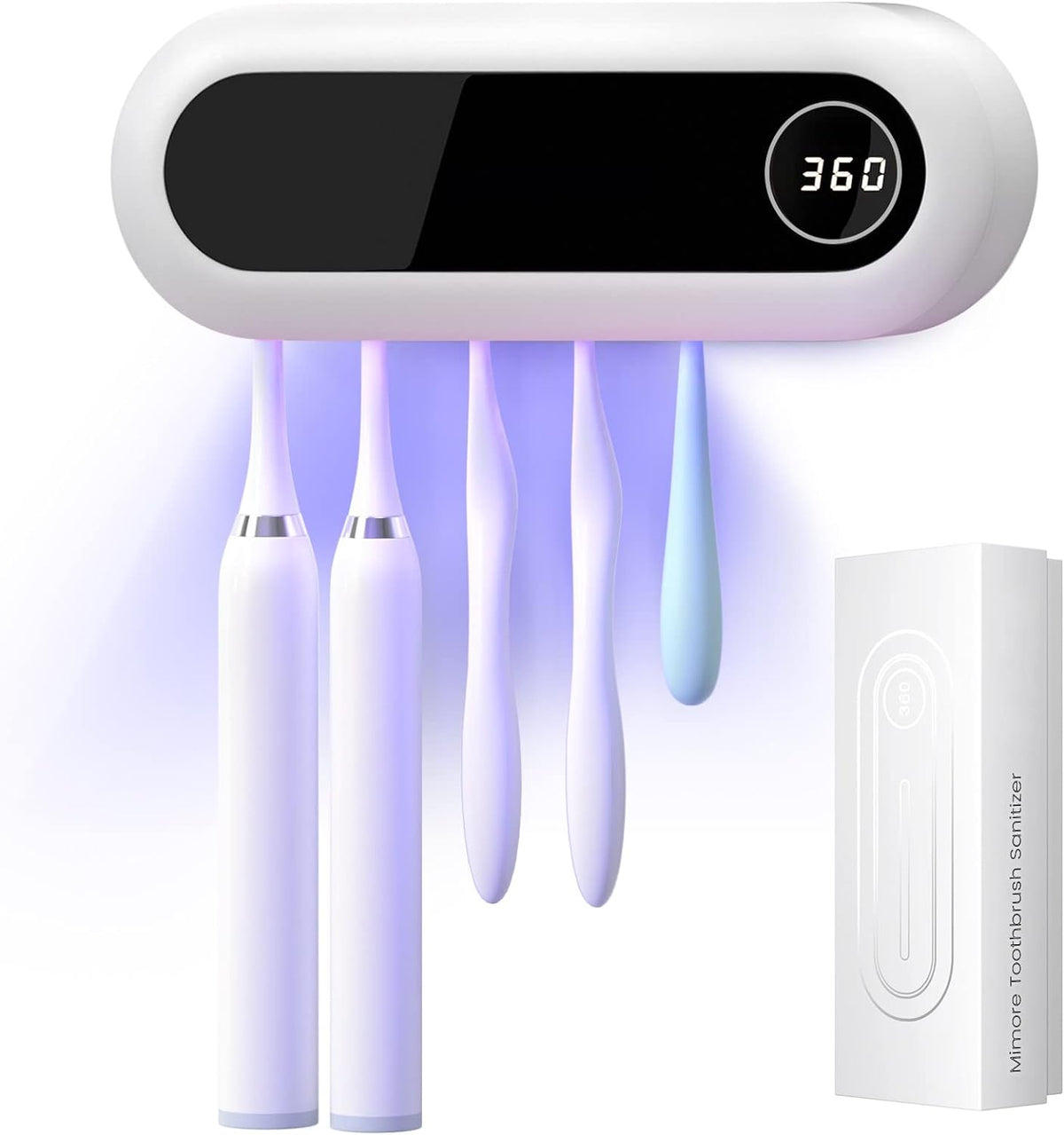 MIMORE Toothbrush Holder Wall Mounted, 5 Slots, 6-Minute Timer