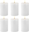 2.75“ x 4” Hand Poured Unscented Candles, Dripless Pillar Candles Set of 6, Long Burning, Clean and Neat, Burn Time Approx. 90 Hours, Rustic, Weddings, Dinner Parties, Christmas, and Home Décor