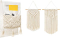 Mkono Sofa Armrest Organizer and Macrame Wall Hanging Boho Decor for Bathroom Bedroom Dresser Living Room Office, Ivory, Set of 3