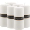 3×6 White Pillar Candles Set of 6 Unscented Handpoured Weddings, Home Decoration, Restaurants, Spa, Church Smokeless Cotton Wick 300 Hour