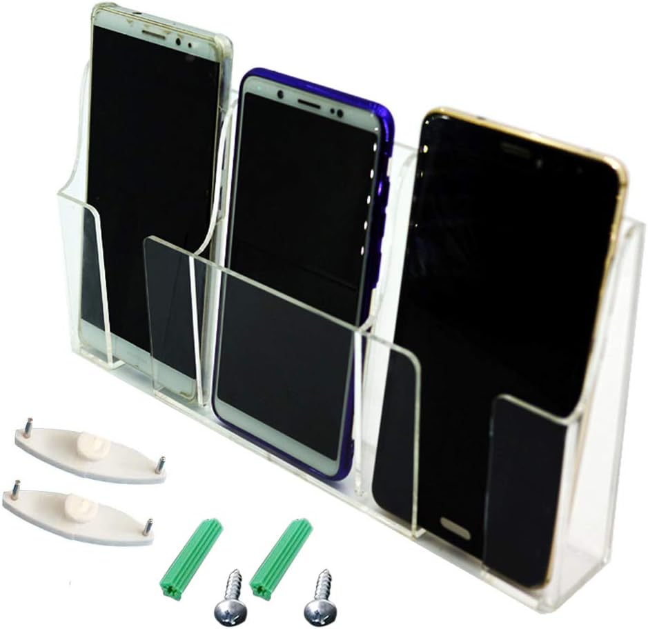 Media Organizer Storage Box Wall Mount Phone Holder (Three Grid)