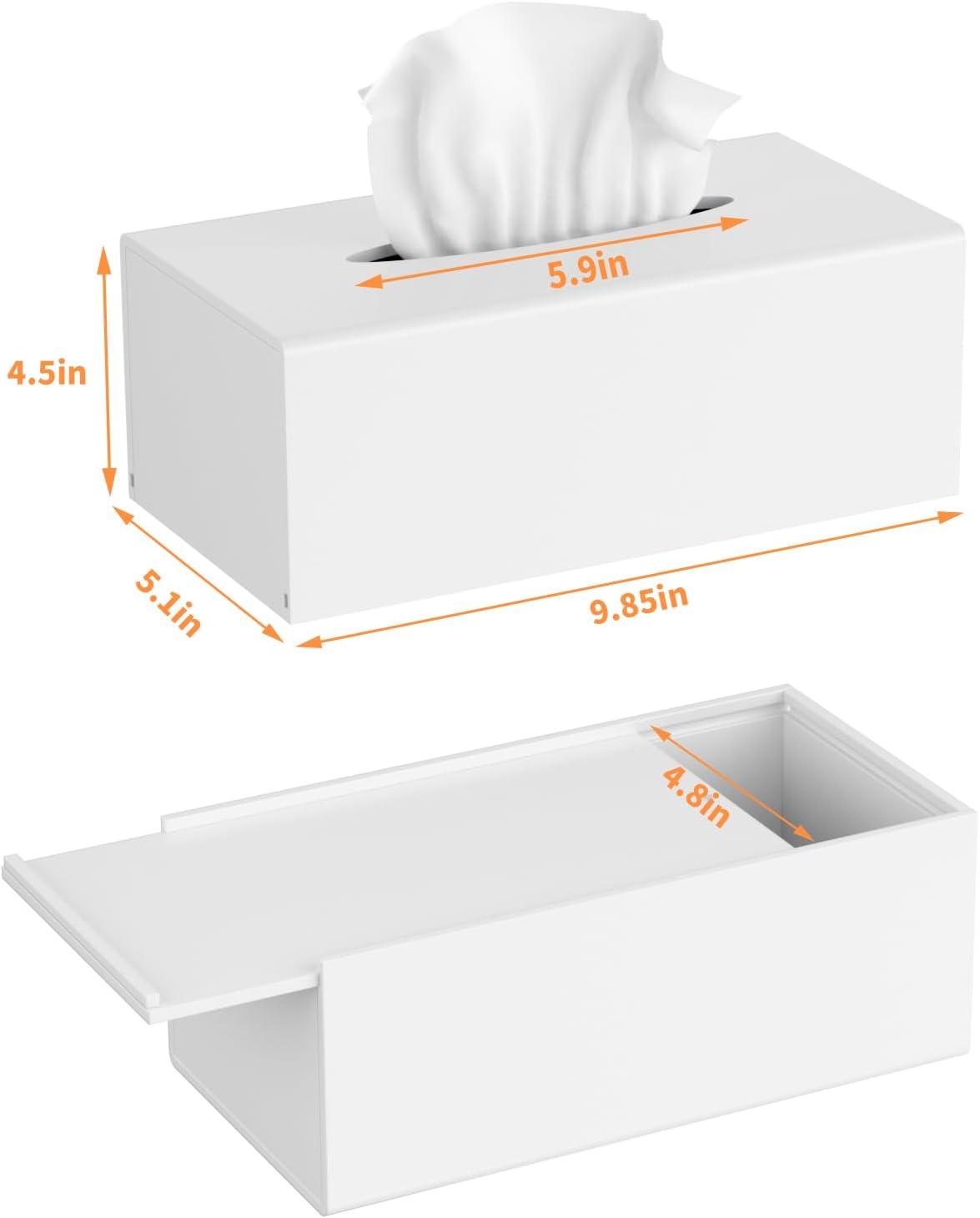 FEMELI Acrylic Tissue Box Cover,Rectangular Facial Tissue Holder Case Dispenser for Bathroom Kitchen Bedroom Office