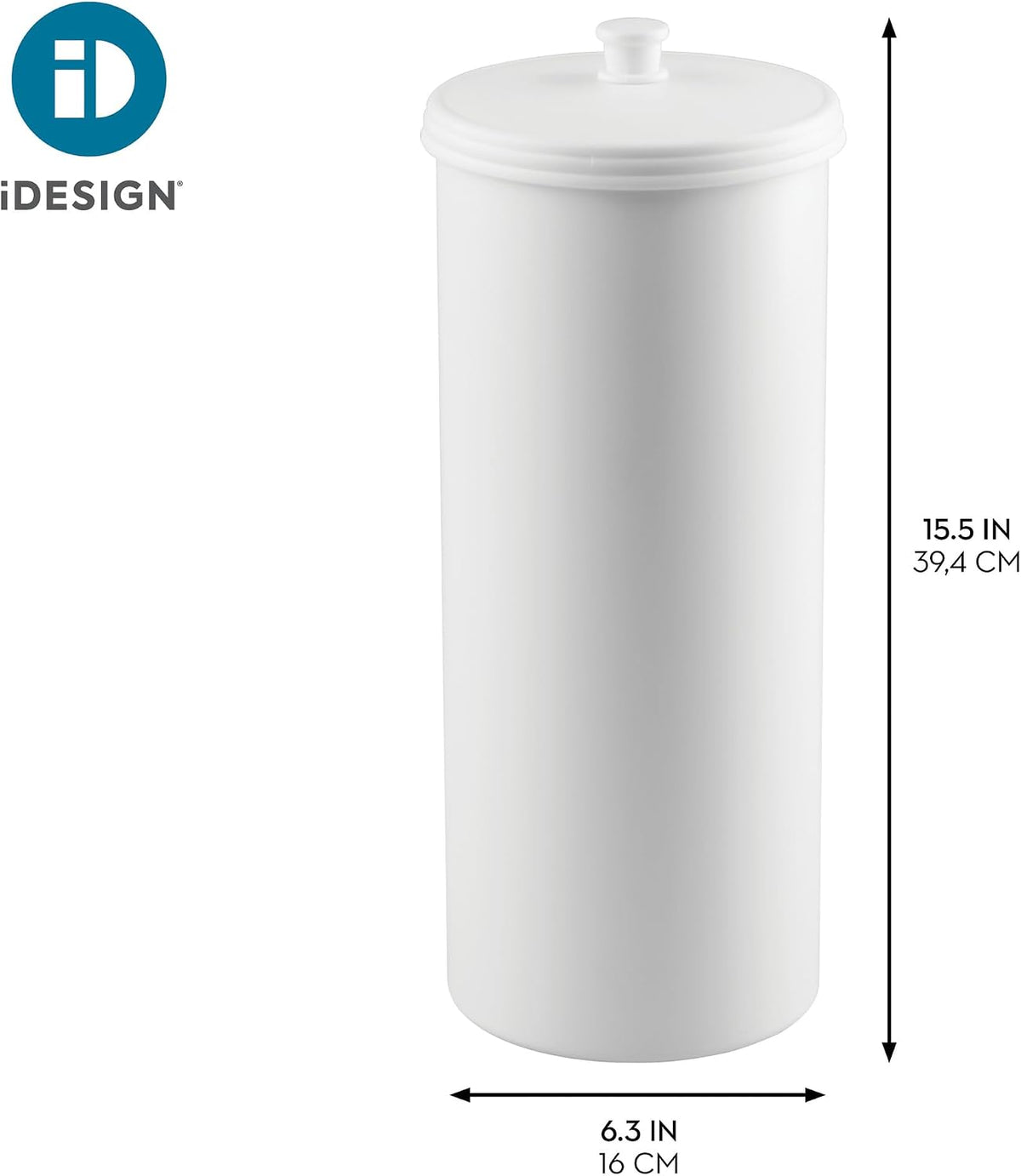 iDesign Freestanding Bathroom Toilet Paper Storage Holder, 2-Pack, White