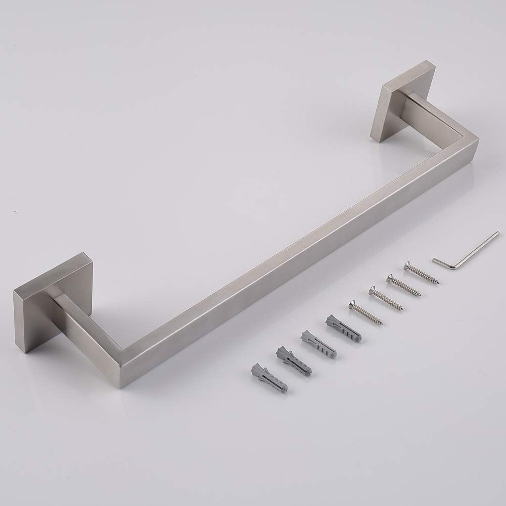 TASTOS 16 Inch Towel Bar Rack Brushed Nickel, Stainless Steel Modren Square Towel Holder for Bathroom Kitchen Wall Mounted
