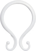 Kenney - Shower Curtain Rings, Rust-Proof Plastic Double Hooks with Smooth Glide Design, Fits Standard Shower Curtain Rods, Easy Installation, White, 12 Pack