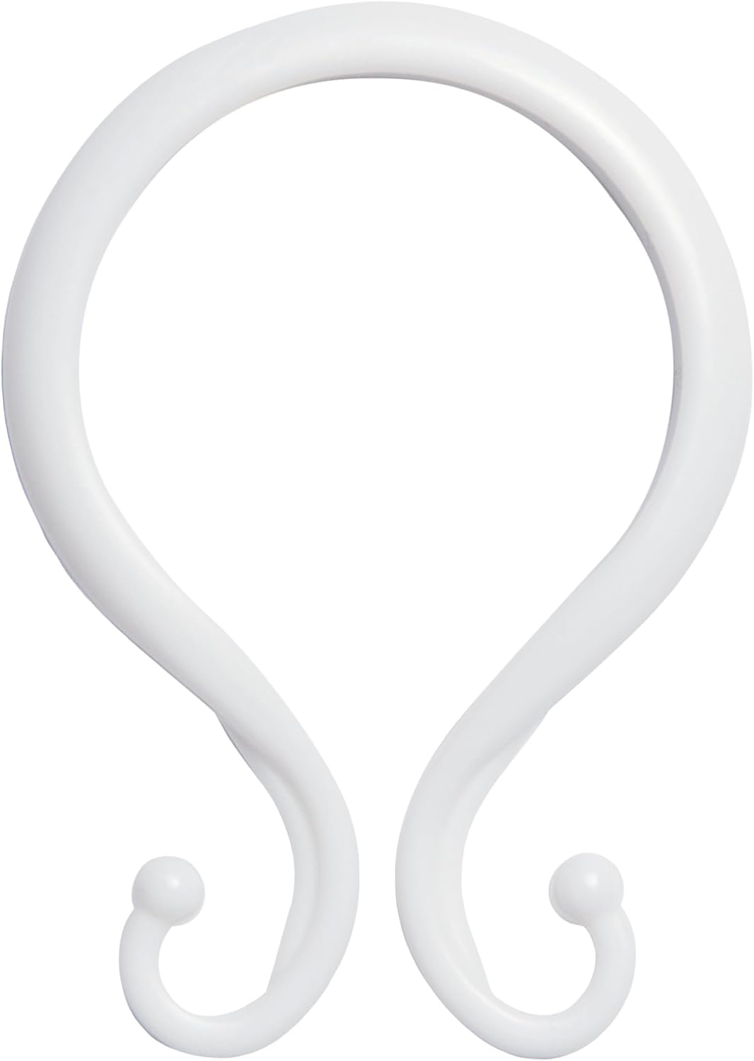 Kenney - Shower Curtain Rings, Rust-Proof Plastic Double Hooks with Smooth Glide Design, Fits Standard Shower Curtain Rods, Easy Installation, White, 12 Pack