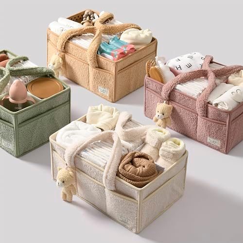PeraBella Diaper Caddy Organizer for Changing Table, Storage Basket for Wipes, Gift for Baby Shower, Car Organizer, Nursery Organizer, Portable Storage (Pack of 2)