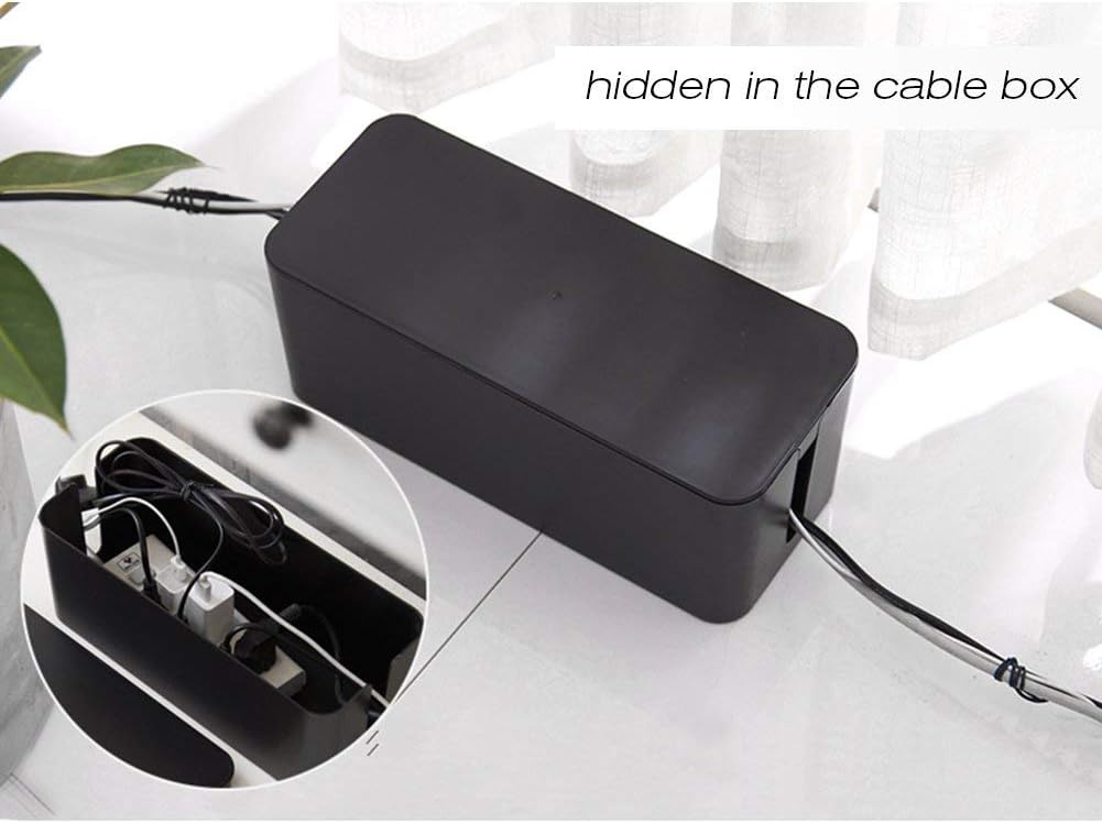 ShellKingdom Cable Management Box, 2 Set Cable Organizer for Cable and Cord Management, Storage and Holder to Cover and Hide & Power Strips & Cords (Black)