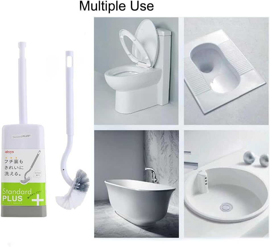 Marbrasse Bathroom Toilet Bowl Brush and Holder, Curved Design Toilet Brush for Deep Cleaning Under Rim, Best Toilet Brush Set, Easy Handy CompactToilet BowlCleaner Brush for Bathroom, 4 Pack
