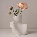 Ceramic Body Vase, Female Form Half Body Vase, Modern Minimalist Boho, Decorative Vase for Living Room, Bedroom, Shelf, Dining Table, Bathroom & Office, (White Shoulder-Grazing Style)