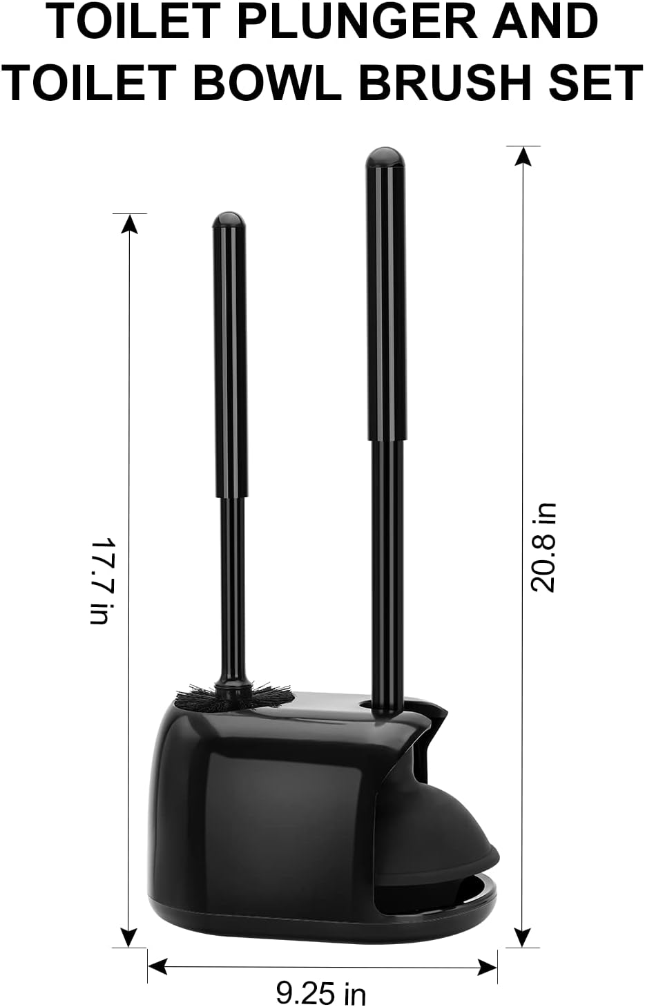 SetSail Toilet Brush and Plunger Set, Semi-Hidden Toilet Plungers, Black