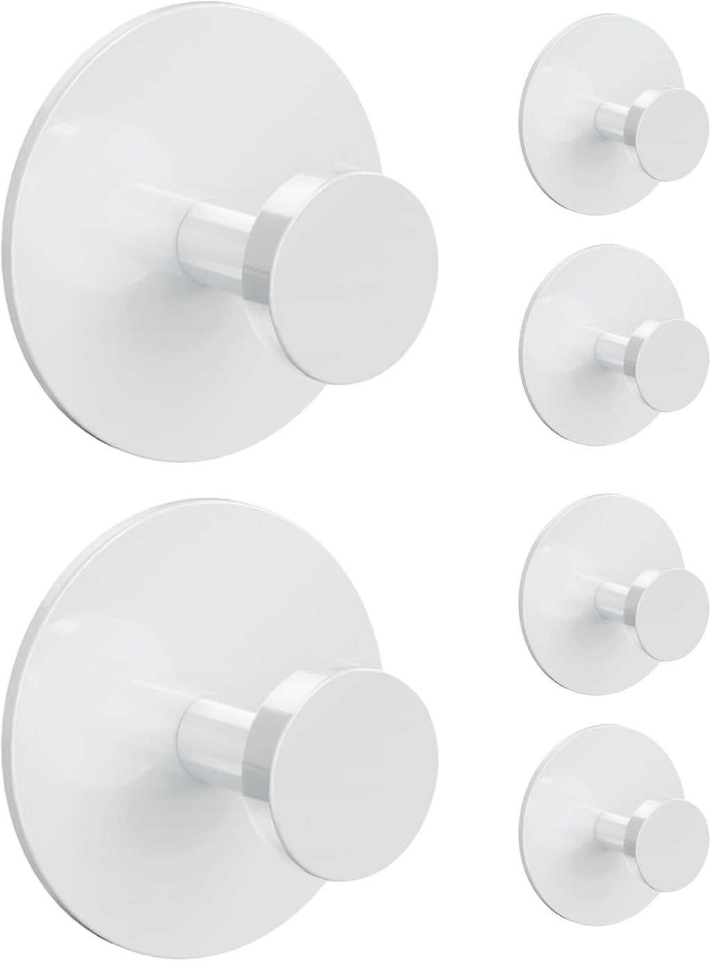 bussdis White Adhesive Wall Hook for Coat and Towel: Extra Sticky 12 LB (Max), Stainless Coat Rack Door Holder Hanger, 6-Pack Heavy Duty