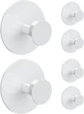 bussdis White Adhesive Wall Hook for Coat and Towel: Extra Sticky 12 LB (Max), Stainless Coat Rack Door Holder Hanger, 6-Pack Heavy Duty