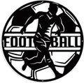 NBEADS Soccer Theme Metal Wall Art Decor, Flat Round Matte Black Wall Hanging Decor Silhouette Wall Art for Home Bedroom Living Room Garden Hotel Office Wall Decoration, 10.7 Inch