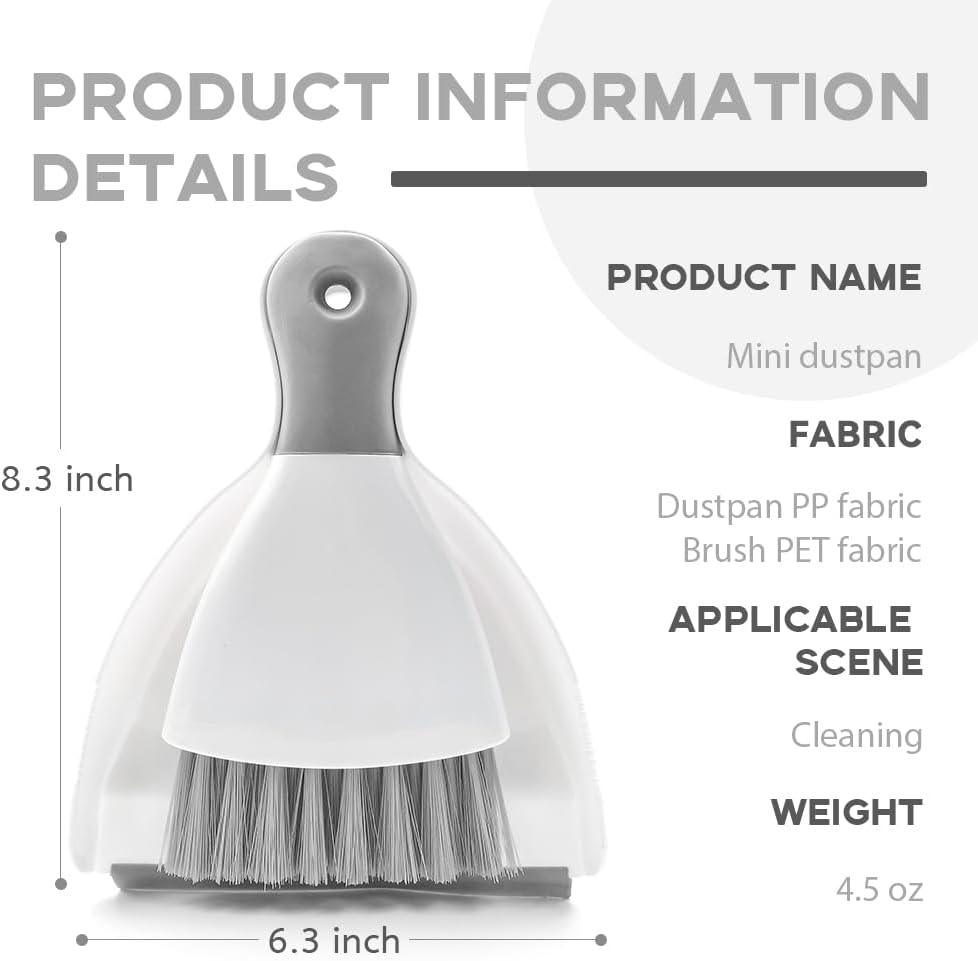 Small Hand Dust Pan and Brush - Small Broom and Dustpan Set, Mini Broom and Dustpan, Compact Dustpans and Brush for Home Cleaning, Sofa, Desk, Guinea Pig Cage, Cat Litter, etc. (Gray 2 Set)