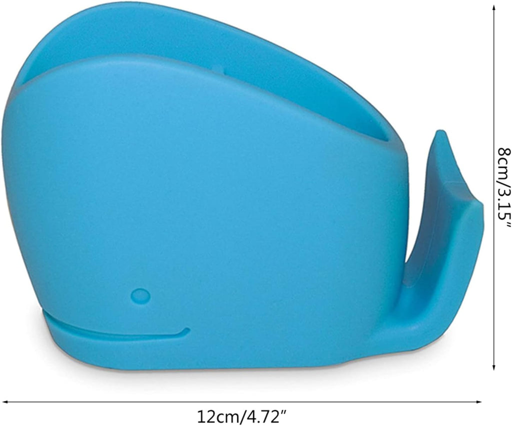Kids Toothbrush Holder, Cute Whale Toothbrush Holder for Kids, Silicone Animals Toothpaste Holder Organazer for Children Blue