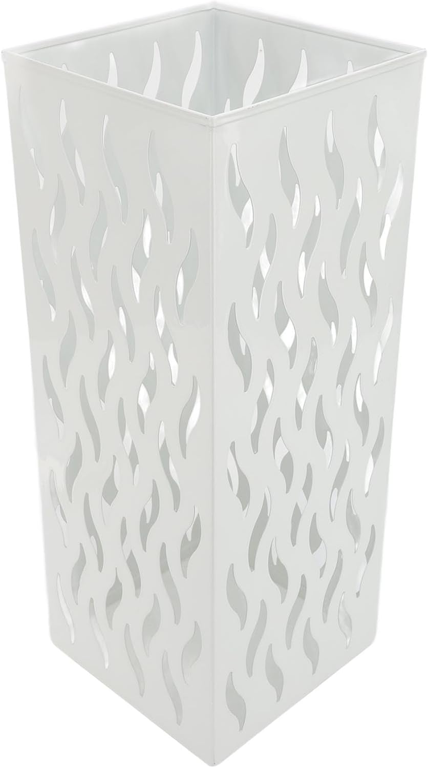 Metal Umbrella Holder, Square Umbrella Stand Rack for Entryway, 6.3" x 6.3" x 16.5" (White)