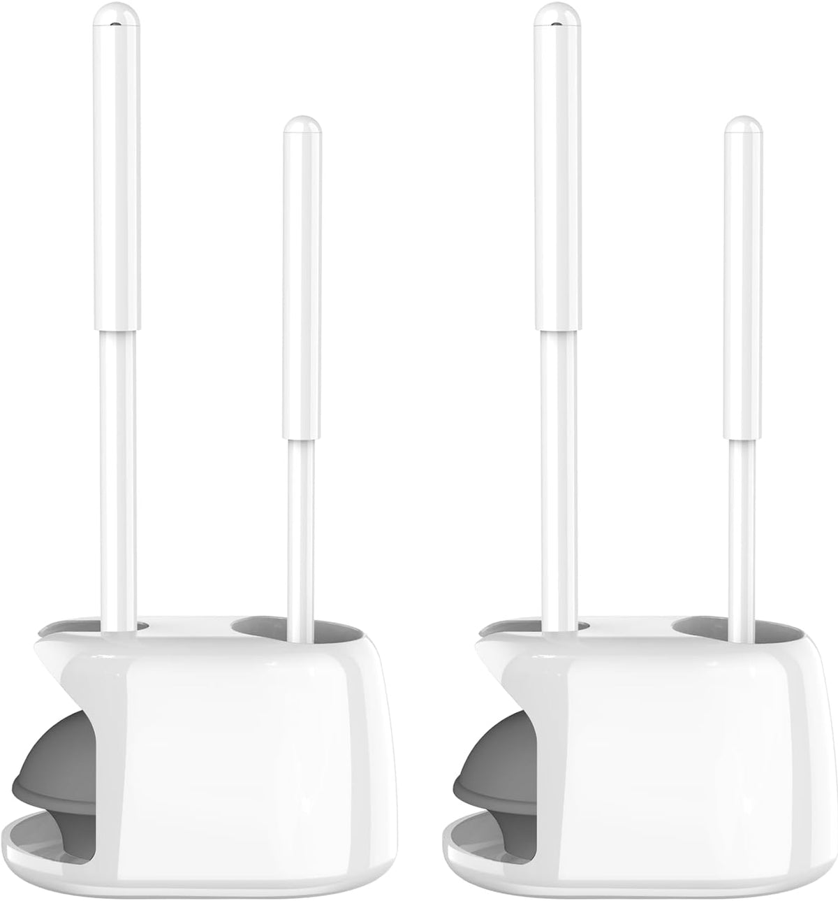 SetSail 2 Packs Toilet Brush and Plunger Set for Bathroom Cleaning, White
