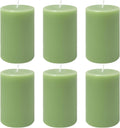 6 Pack 2x3 inch Pillar Candles, Sage Green Unscented Votive Candle for Celebration Home Decoration, Dripless and Long Burning Time