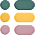 Blue Ginkgo Mini Silicone Trays – Set of 6 Easy-Clean Organizers for Bathroom, Kitchen, Desk, Vanity, and Cosmetics (Green, Yellow, Pink)