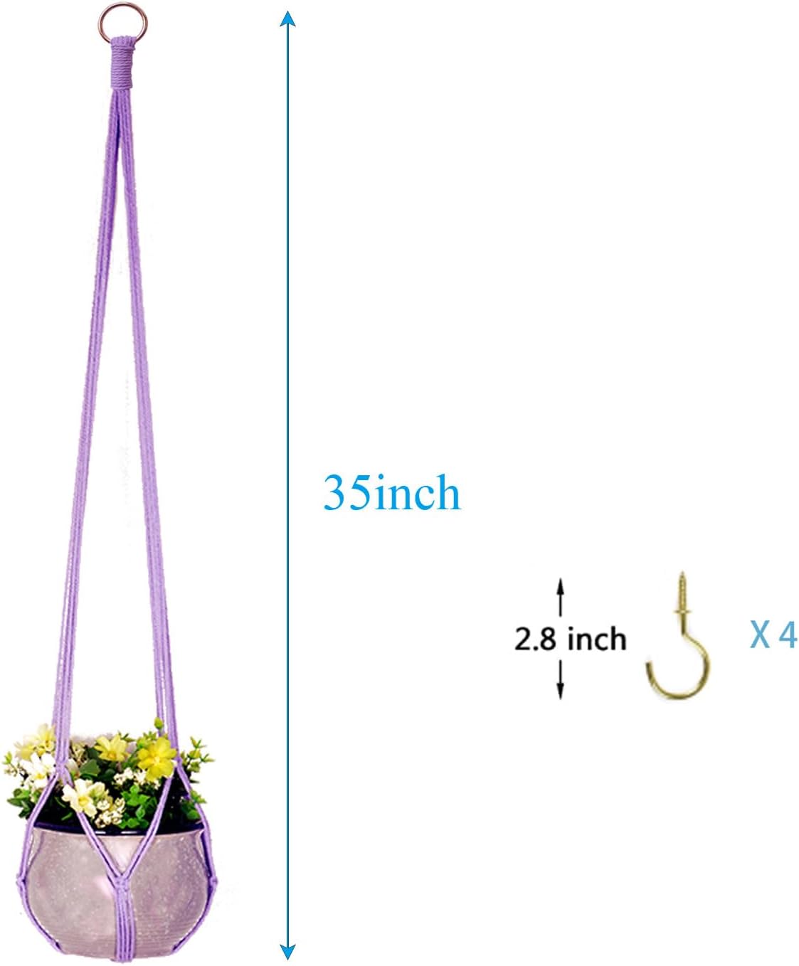 Hanging Planters for Plants with 8 Hooks, Handmade Colorful Cotton Rope Hanging Plant Holder Indoor & Outdoor Boho Room Decor Hanging Ceiling Decor，4 Pack. (4 Color)