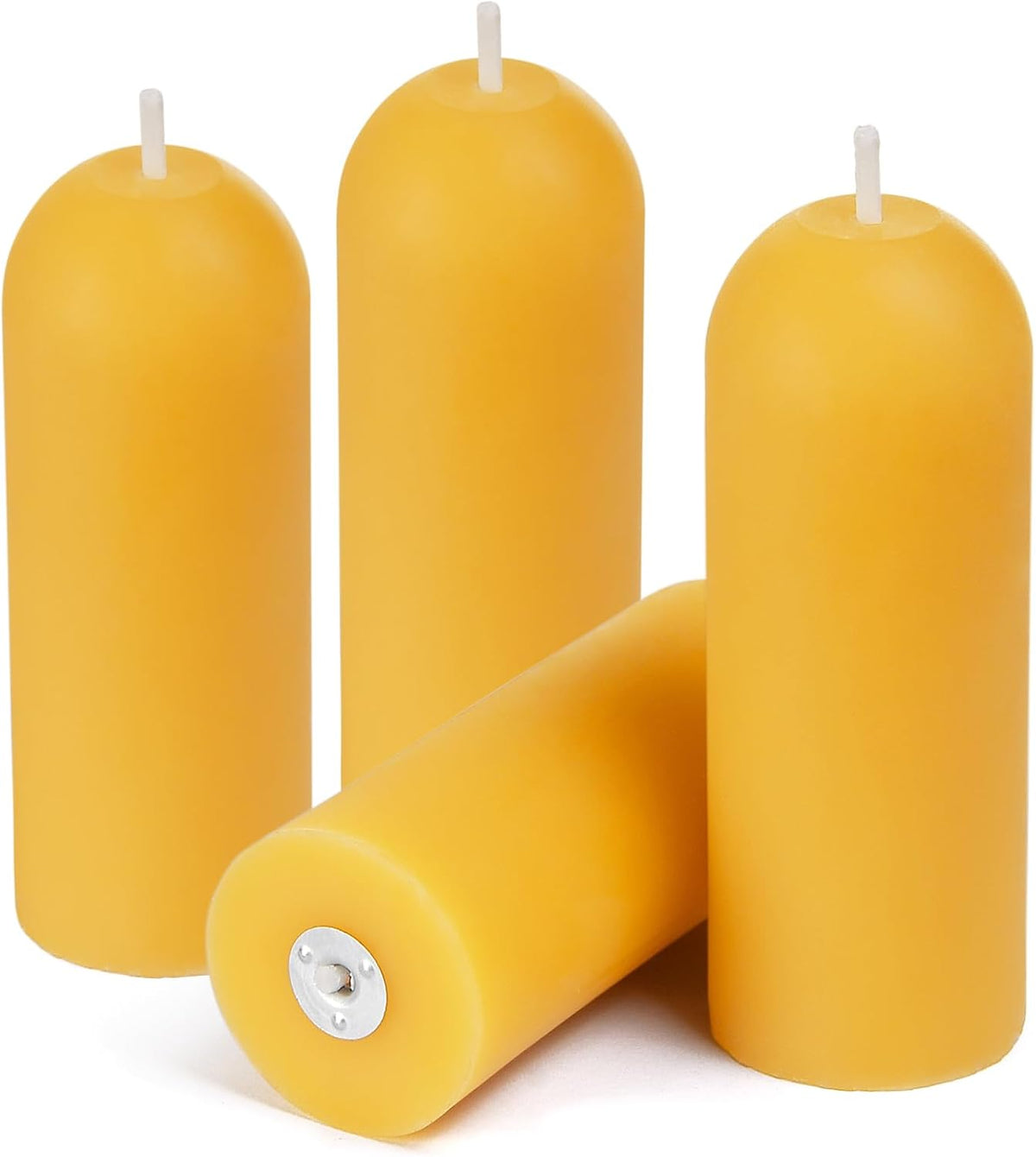 4PCS 3.5"x1.3" Handmade Pure Beeswax Small Pillar Candles, Natural