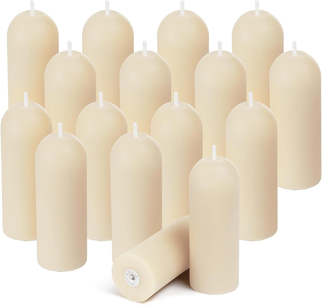 16-Pack 3.5"x1.3" Handmade Pure Beeswax Small Pillar Candles, Clean White
